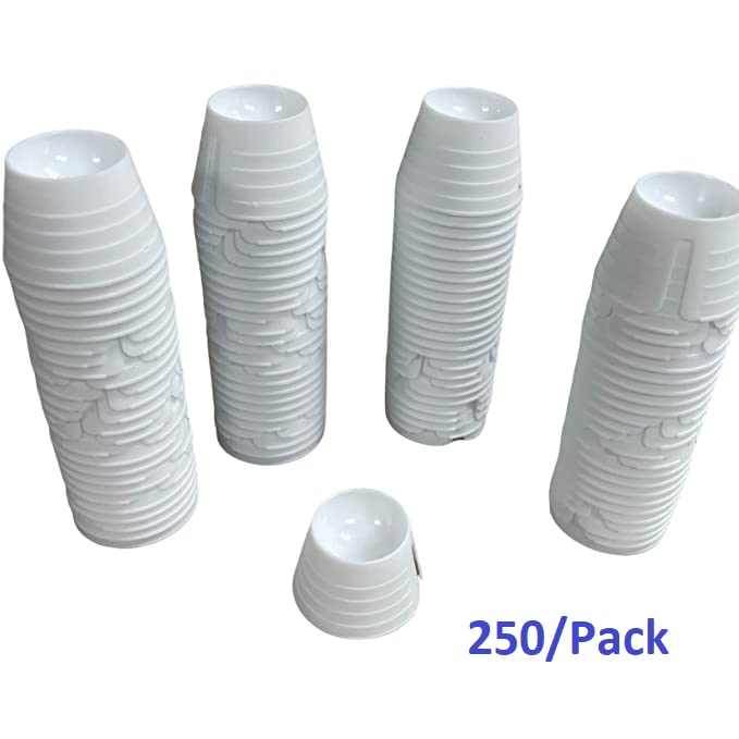Dental Dappen Dish 250/Pcs White Plastic Hygiene Acrylic Mixing Cups Dappen Dish Disposable Cups for Dental, Tattoo, Eyelash