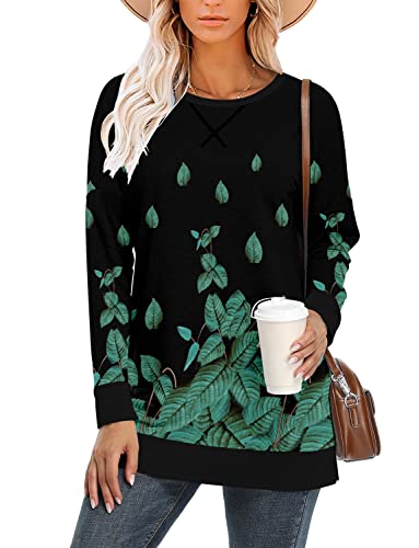 Bette Boutik Plus Size Sweater Womens Sweatshirts Crewneck Soft Sweatshirt Plus Size Tops For Women Crewneck Sweatshirt Women Sweatshirt For Women Green Leaves Xx-Large #TOP1