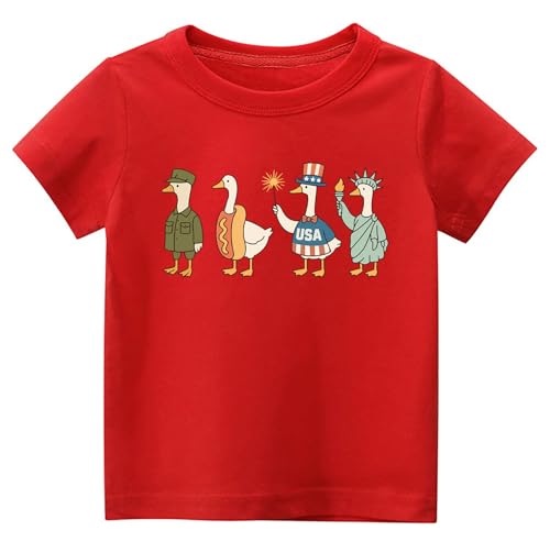 Sineeko 4th of July Kids Funny Shirt Toddler Girls Boys America Silly Goose T-Shirts Red American Flag Patriotic Independence Day Tops 3T