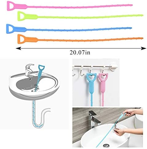 Sukudon 7pcs Drain Unblocker Drain Hair Remover Sink Clog Relief Auger Cleaning Tool Kit for Kitchen Sink Bathroom Bathtub