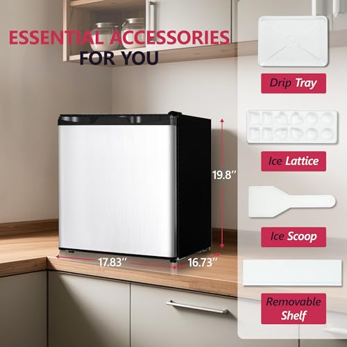 Image of Icyglee 1.7 Cu.Ft Mini Fridge with Freezer, Compact Refrigerator, Silver