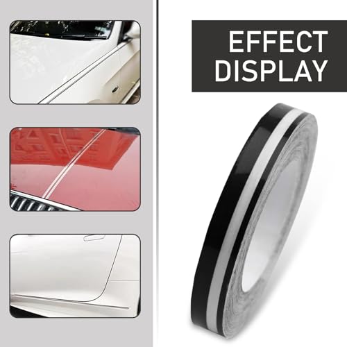Image of 2 PCS Car Waistline Body Sticker, Waterproof Pinstripe Design, 32.1Ft x 0.4In Personalized Decoration, Free Cutting DIY, Universal Vehicle External Decals for Most Car (Black)