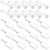 YXSJAS 24 Pcs Clear Plastic Ice Scoops Tongs Set Acrylic Kitchen Scoops Multi Purpose Ice Scoop Mini Food Serving Tongs Candy Buffet Scoops Freezer Bin Canister Utensils for Ice Cubes, Tea, Coffee