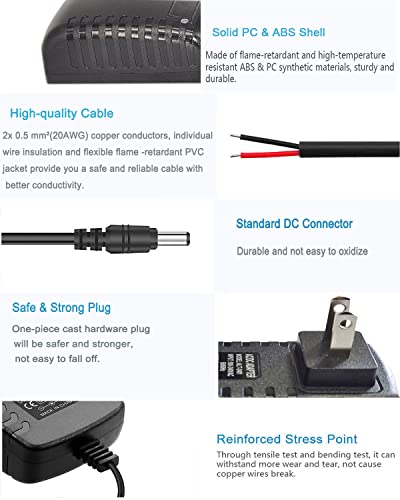 MTYTOT 12V 1.5A 1500mA Power Supply Adapter 100-240V AC to DC 12Volt Transformers Switching Power Supply 5.5mm x 2.5/2.1mm DC Plug for 12V led Strip Light CCTV Camera