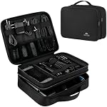 MATEIN Electronics Organisateur de voyage, Sac d'organisateur de câble imperméable avec poignée, Boîtier d'accessoires électroniques portatifs pour hommes Double couche sac de rangement de câble pour cordon, chargeur, iPad mini, noir