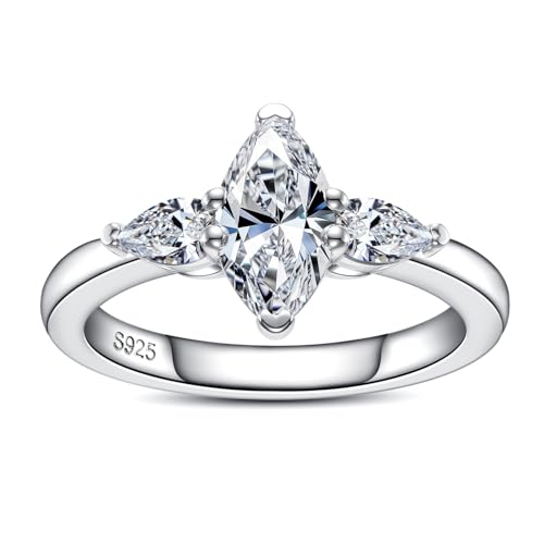 Oval/Pear Cut Moissanite Engagement Rings for Women 2/2.1cttw D Color VVS1 Clarity 925 Sterling Silver Wedding Promise Anniversary Ring with Certificate