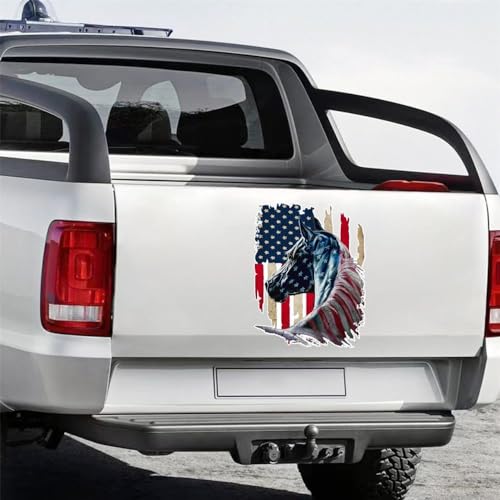 Image of Patriotic Horse US Flag Vinyl Decal 11.6 inchx8.9 inch for Car Truck SUV (Pack of 3)