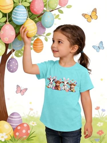Image of Ithalt Kids Easter Shirts for Girls Cute Bunny Graphic Tshirt Easter Long Sleeve Tops 5-14y