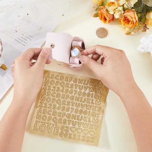 Estuche rosa para anillos de boda en piel sintética con pegatinas de personalización 4
