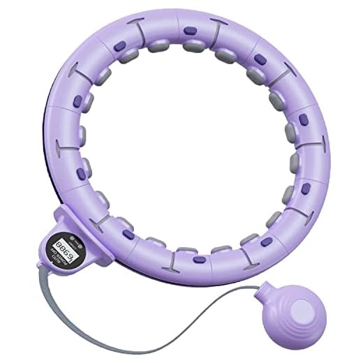 HPILISH Smart Weighted Exercise Hoop with Intelligent Counter for Adults Weight Loss, Portable Infinity Hoops Adjustable Length 2 in 1 Abdomen Fitness Massage Workout Equipment (Purple)