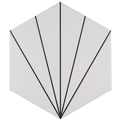 Somertile Aster Hex Blanco Encaustic 8-5/8" X 9-7/8" Porcelain Floor And Wall Tile #TOP14