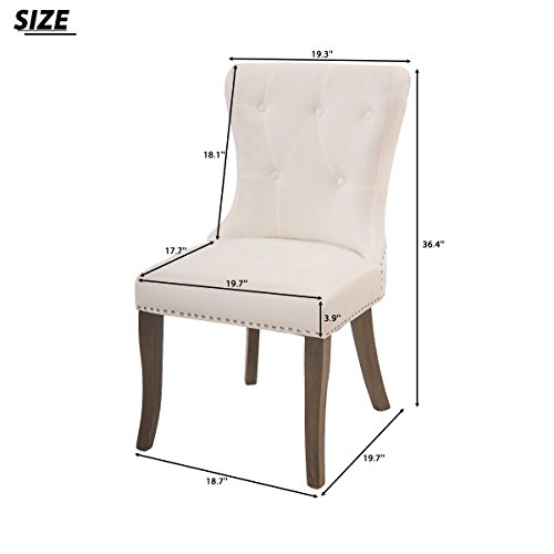 Harper Bright Design Dining Chair Tufted Armless Chair Upholstered Accent Chair, Set Of 2 (Beige) #TOP6