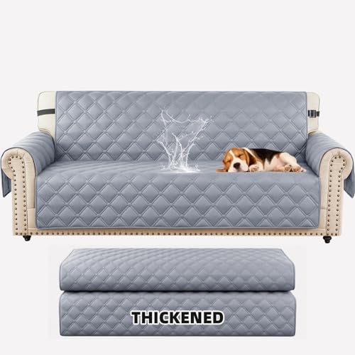 XINEAGE Waterproof Couch Cover for Dogs, 3 Seater Sofa Cover with Elastic Straps & Pockets, Triple Non-Slip Protection, Washable Furniture Protector for Kids (69
