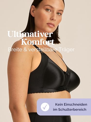 Naturana® Minimizer BH ohne Bügel [Cup B-G] I Maximaler Halt Dank durchdachter Schnittführung & Breiten Trägern I BH Minimizer für eine optisch kleinere Cupgröße 85 Schwarz D