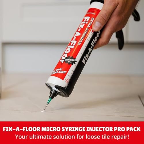 The Original Fix-A-Floor Loose Tile Repair Adhesive PRO Pack! Includes a Micro Syringe Injector and Two Drill Bits -Tile, Porcelain, Ceramic, Marble, Stone, Wood Floor. Pack of 2