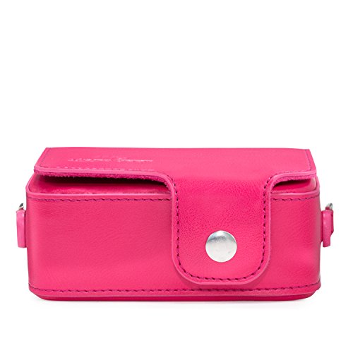 Megagear Leather Camera Case With Strap Compatible With Sony Cyber-Shot Dsc-Rx100 Vii, Zv-1, Dsc-Rx100 Vi, Dsc-Rx100 V, Dsc-Rx100 Iv, Dsc-Rx100 Iii, Dsc-Rx100 Ii - Hot Pink #TOP7