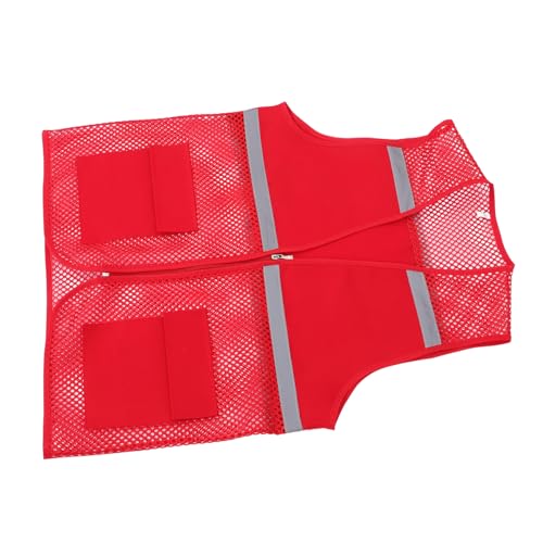 Uonlytech Red High Visibility Reflective Breathable Mesh Construction Vest for Men and Women Durable and Easy to Clean for Outdoor Activities and Emergency Use