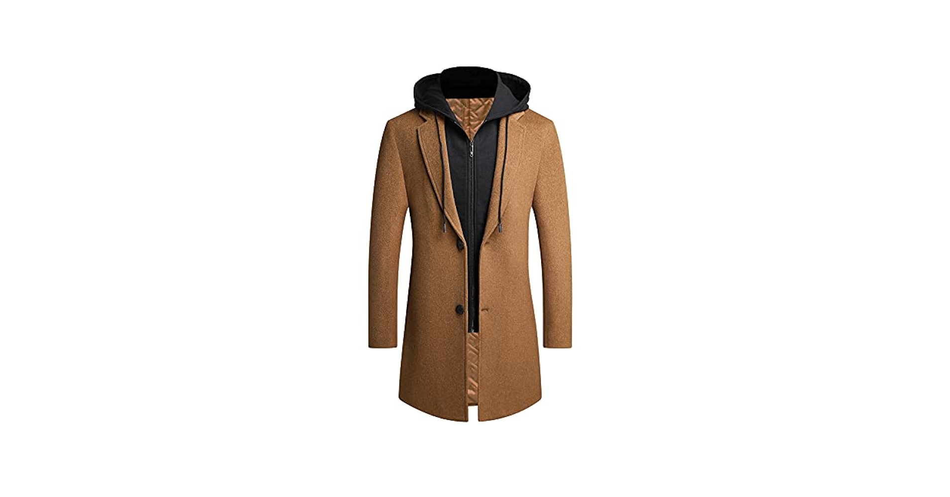 美品！OVERCOAT Hooded Wool Shirt PRIJOUHE Men's Wool Coat Hoodie Long Trench Coat Cotton