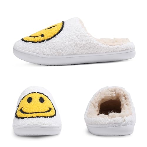 Happy Face Slippers for Women Soft Plush Lightweight Slip-On Slippers House Slippers for Indoor2