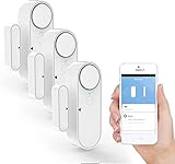 Tür-Alarm-Sensoren WiFi mit APP, Upgrade Wireless Home Security Kinder Sicherheit Fenster Pool Alarme, Echtzeit-Auto-Alarm/Benachrichtigung Push/persönliche DIY/Sprache mit Alexa Google/110db/Mute