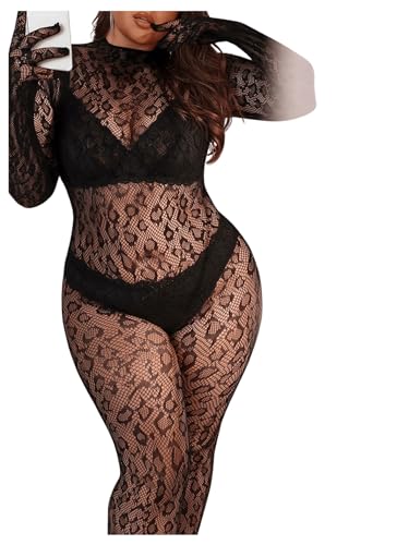 Milumia Women'S Plus Size Fishnet Bodystocking Lingerie Sheer Body Stockings Nightwear thumb #2