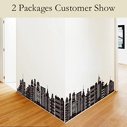 Wondever Black City Skyline Wall Stickers City Building Silhouettes Peel And Stick Wall Art Decals For Bedroom Living Room #TOP2