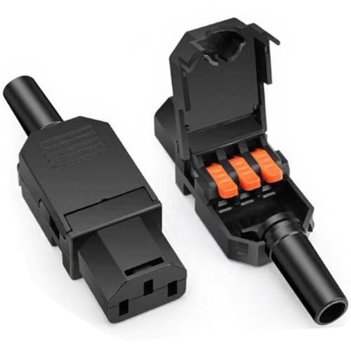 RUNCCI-YUN 2 pezzi Connettore Presa Power Femmina 3 pin IEC 320 C13 Connettore Adattatore di Alimentazione 250V AC IEC C13 (nero)