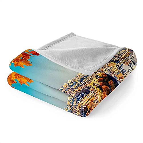 Plaid Tour Eiffel couverture flanelle douce pour soirée cocooning