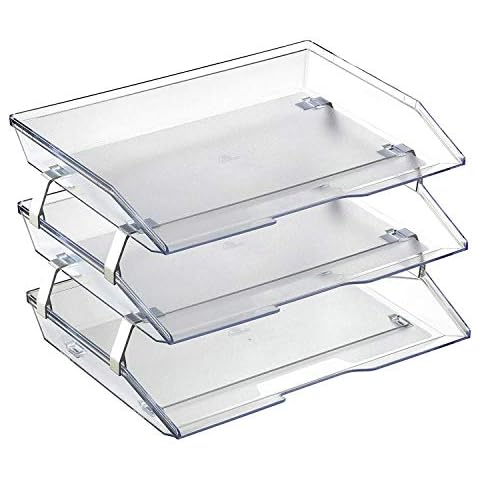 Acrimet Facility 3 Tier Letter Tray A4 Side Load Plastic Desktop File Organizer (Clear Crystal Color) Cover