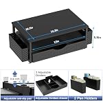 Spacrea Desk Organizer and Accessories, Computer Monitor Stand Riser with Drawer and 2 Pen Holders, Office Desk Accessories & Workspace Organizers for Office Supplies (Black) - Image 3
