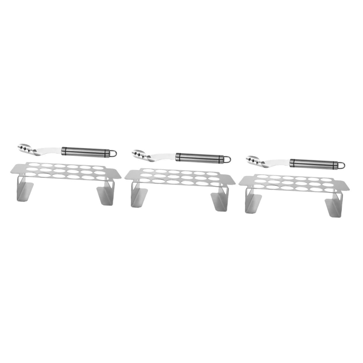 PartyKindom Lot De 3 Supports À Piment en Acier Inoxydable Couteau À Piment Ustensile De Barbecue Assistant De Cuisine Cuisses De Poulet Grillées Outils De Barbecue Poêle Presse À