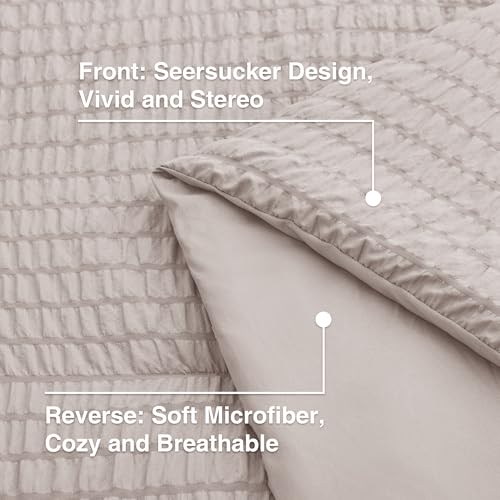 Love's cabin Seersucker Burlwood King Size Comforter Set, 7-Piece All Season Lightweight Bed in a Bag Bedding Set with Comforter, Flat Sheet, Fitted Sheet, Pillowcases and Shams by Love's cabin - Image 4