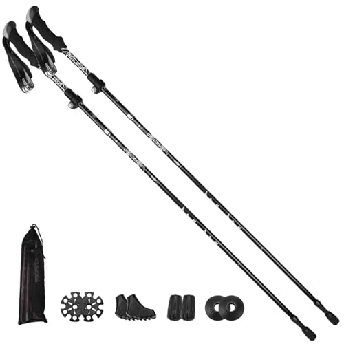Bastones de senderismo ajustables de aluminio 110-125 cm 2 piezas para hombre y mujer