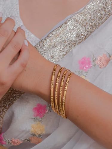 Image of Zeraki Jewels Women's Traditional Gold Plated Bangles Set | Elegant Designer Kada Bangles | Classic Ethnic Jewellery for Women & Girls | Perfect for Wedding, Festive & Daily Wear