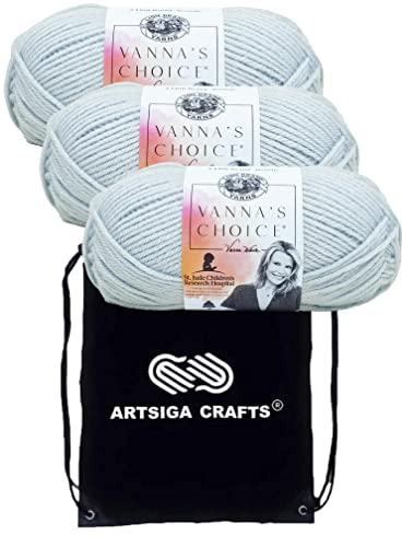 Image of Lion Brand Yarn Vanna'S Choice 860-105 Silver Blue | 3 Skeins, Same Dye Lot, Project Bag, CYC #4 Worsted, 100% Acrylic, Ideal for Crochet, Knitting Blankets, Hats, Scarves