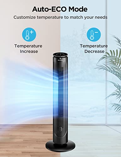 Image of PELONIS 42'' Oscillating Tower Fan with Aromatherapy Diffuser, Remote Control, 5 Speed Settings with 3 Modes LED Display for Bedroom Home Office Use, Black