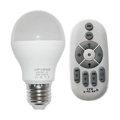 Fjiangyi 6W E27 Smart LED Light Bulb Dimmable with 2.4GHz Wireless 3-Zone Remote Control - Adjustable Color Temperature (Warm/Cool) and Brightness 1 Pack (1 Bulb+1 Remote) Cover
