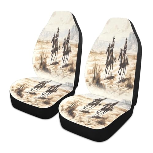 SDMKA Two Cowboys Car Seat Cover - 2 PCS Auto Front Seat Covers Breathable Bucket Seats Protector for Car SUV Truck - Universal Fit
