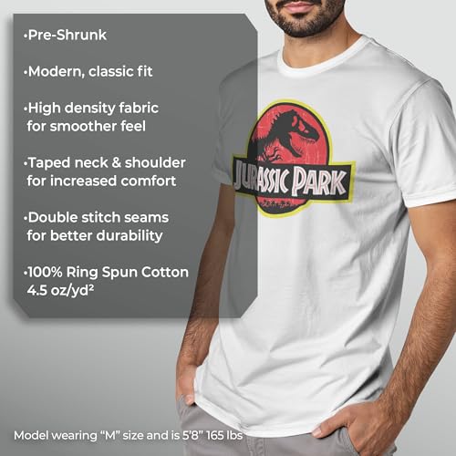 Jurassic Park Men's Classic Movie Logo T-Shirt, Mens T-Shirts Graphic White by Jurassic Park - Used condition - Image 6