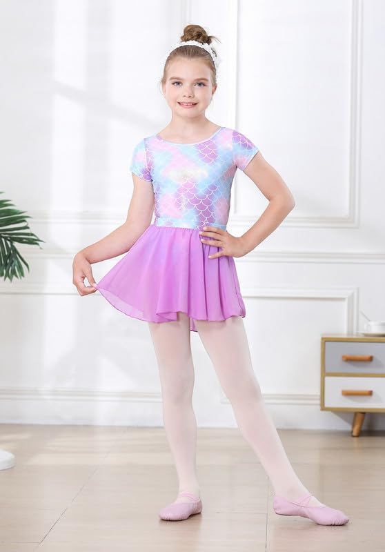 Vista 4 de DIPUG Leotardos de ballet para niñas con falda extraíble, vestido de baile con espalda hueca para niñas