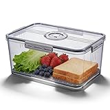 Flajepetals Airtight Bread Box with Date Indicator Lid, Kitchen Counter Bread Storage Container, Portable Bread Boxes for Homemade Bread, Toast, Bagel, Donut, Cookies and Fruit (Grey)