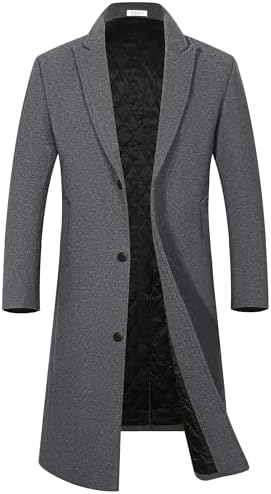 APTRO Men's Full Length Trench Coat Long Wool Overcoat Winter Windbreaker