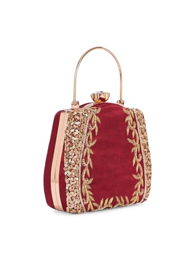Image of TOOBA Handicraft Clutch Purse For Women with Sleek Design Glass Basket Clutch| Trendy Stylish Bridal, Party, Wedding Sling Bag