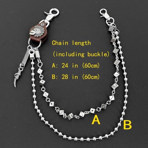 Image of Men Bicycle Strong Heavy Punk Rocker Biker Jeans Pants Chain Studs Keel Key Chain Mens Wallet Chain