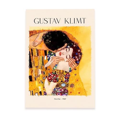 Nacnic Lámina poster de El beso Cuadros decorativos para tu salón, dormitorio, hogar. Estampados de arte de pared. Impresiones de pared estética inspiradas en Gustav Klimt A3