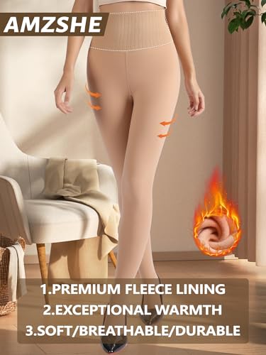 Women's Brown Sheer 0.5 Opacity 15-20 Denier Fleece Lined Control Top Thermal Tights2