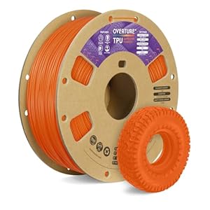OVERTURE TPU Filament 1.75 mm, Flexible TPU Rolle Weiches 3D-Drucker Filament, 95A 1kg Spule (2.2 lbs), Maßgenauigkeit +/- 0,02 mm (Orange)