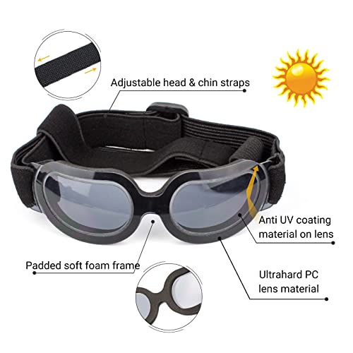 Enjoying Dog Goggles Small Dog Sunglasses Uv Protection Big Cat Glasses Fog/Windproof Outdoor Doggy Eye Protective With Adjustable Band For Small Dogs, Black #TOP2