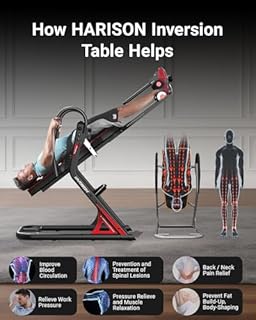 HARISON Inversion Table for Back Pain Relief 350 LBS Capacity with 3D Memory Foam, Strength Training Inversion Equipment for Pain Therapy Training with Safe Belt & Comfortable Ankle Holders