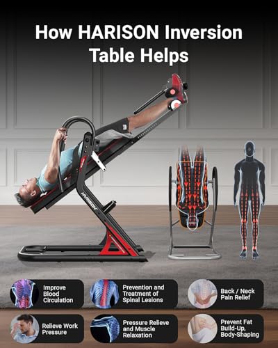HARISON Heavy Duty Inversion Table for Back Pain Relief 350 LBS Capacity with 3D Memory Foam, Back Inversion Table with 180 Degree Full Inversion - Image 5
